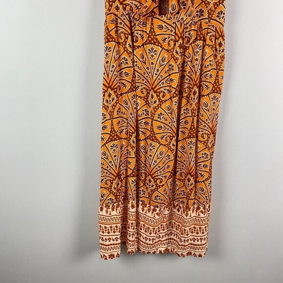 Knox Rose Wide Strap Sleeveless A-Line Midi Dress Size XL Orange Floral Smocked - Picture 3 of 11